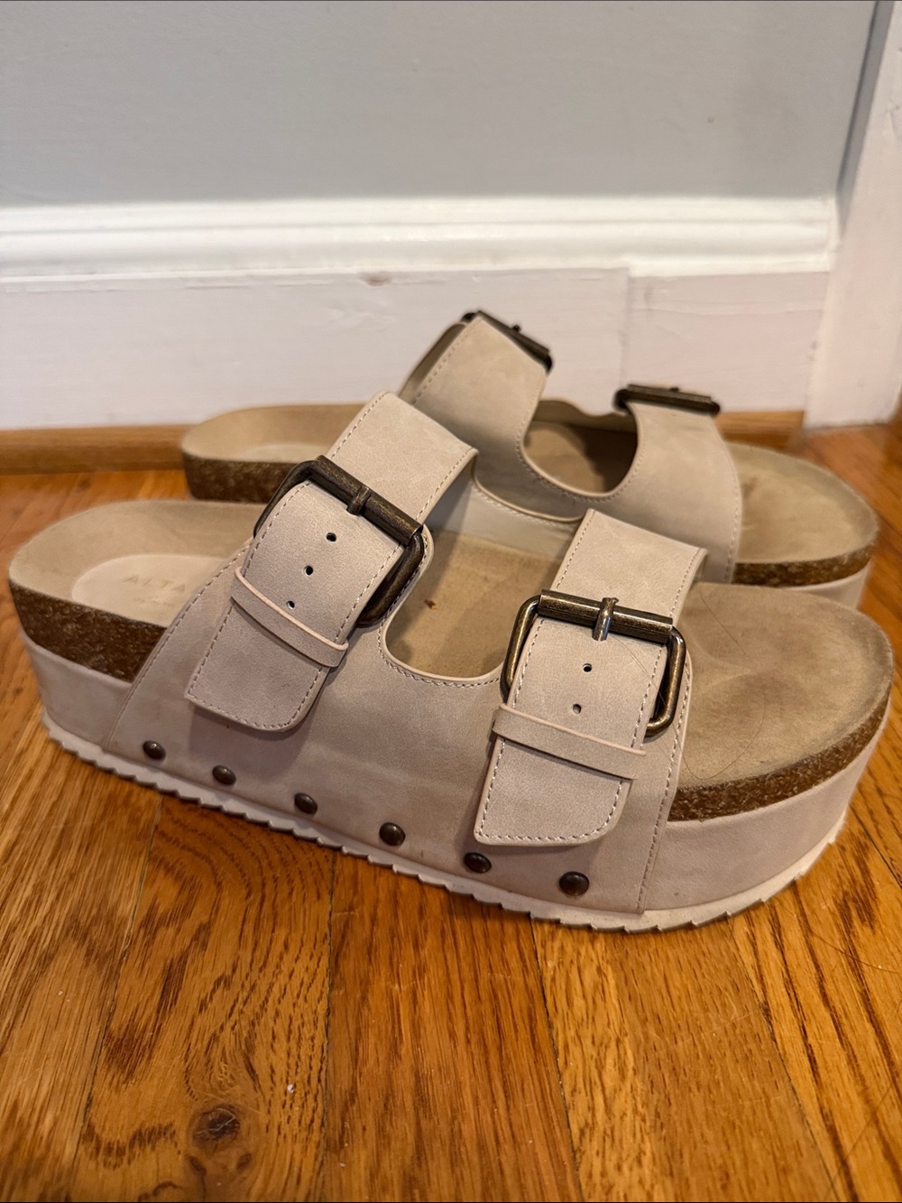 Altar'd State Chunky Double-Buckle birkenstock type Sandals in tan